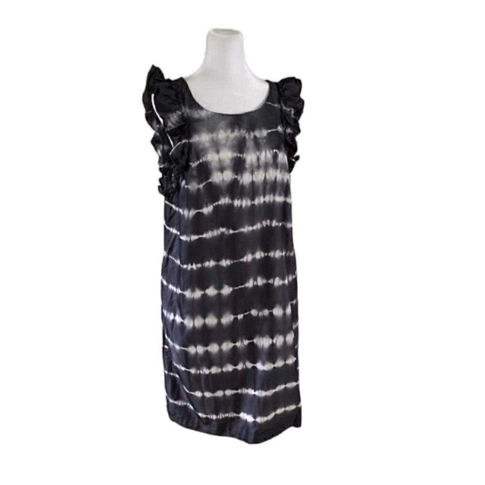 Tribal Jeans Blue Tie Dye Ruffle Sleeve Dress Size Medium